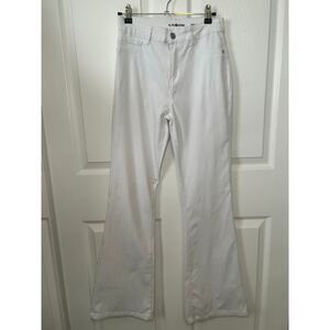 Elite Jeans Stretchy White‎ High Rise Flare Leg Pants Women's Medium